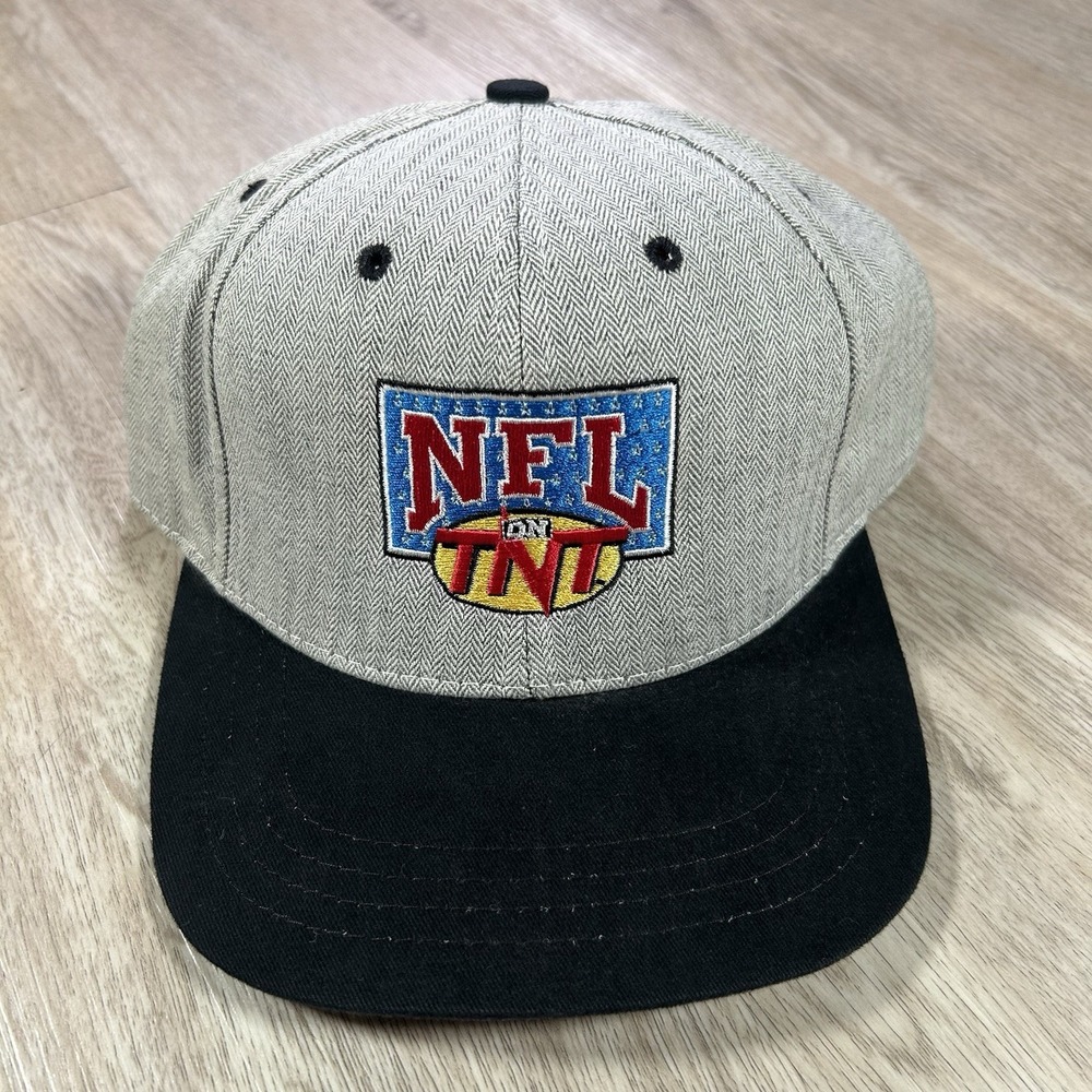 VTG NFL on TNT Strapback Hat NFL Football Turner Sports Gray Black Cap